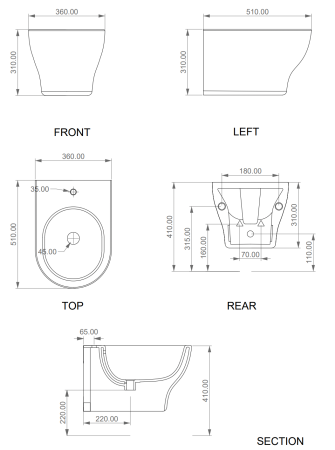 Биде подвесное GSG Ceramic Design Speed SPBISO000, белый глянцевый