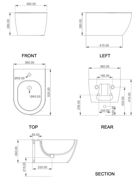 Биде подвесное GSG Ceramic Design Like LKBISO002, черный глянцевый
