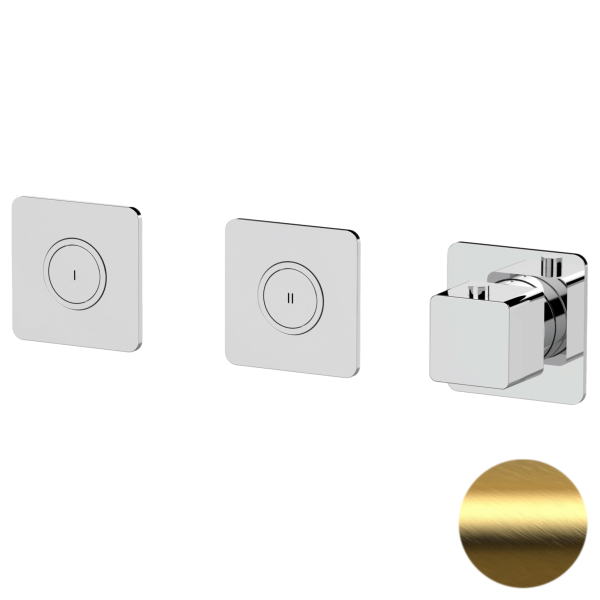 Смеситель термостатический для душа Remer Absolute AU99D2PKBBG, золото брашированное