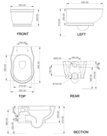 Чаша подвесного унитаза GSG Ceramic Design Time TIWCSO003, черный матовый