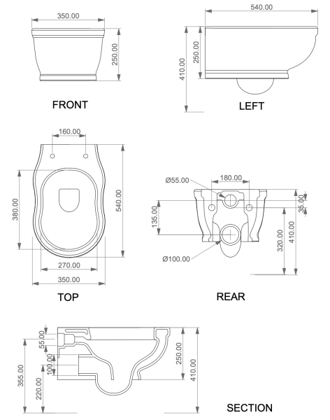 Чаша подвесного унитаза GSG Ceramic Design Time TIWCSO003, черный матовый